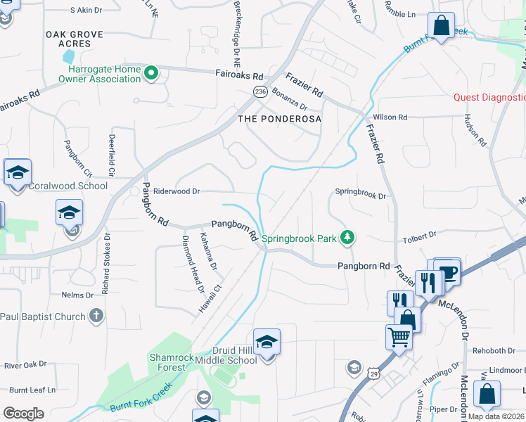 map of restaurants, bars, coffee shops, grocery stores, and more near 1538 Riderwood Court in Decatur