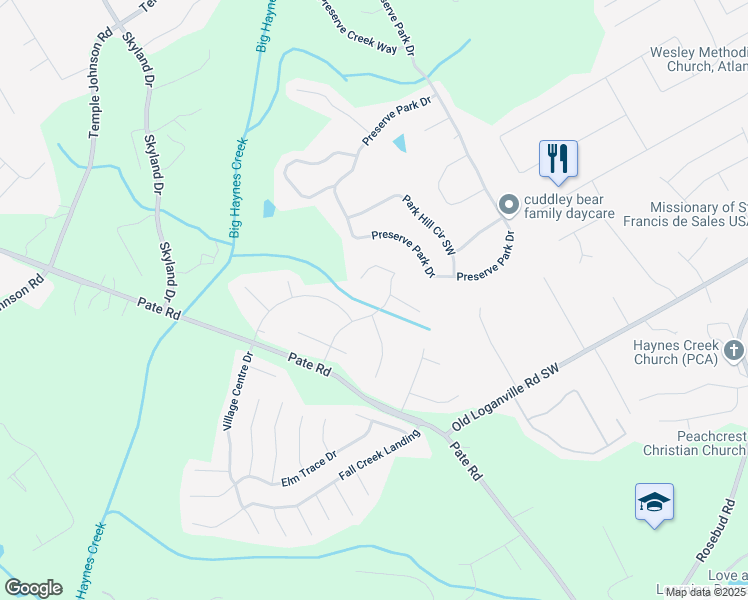 map of restaurants, bars, coffee shops, grocery stores, and more near 2055 Winnstead Place in Loganville