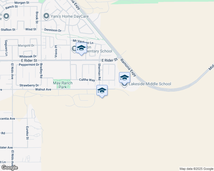 map of restaurants, bars, coffee shops, grocery stores, and more near 3012 Zara Circle in Perris