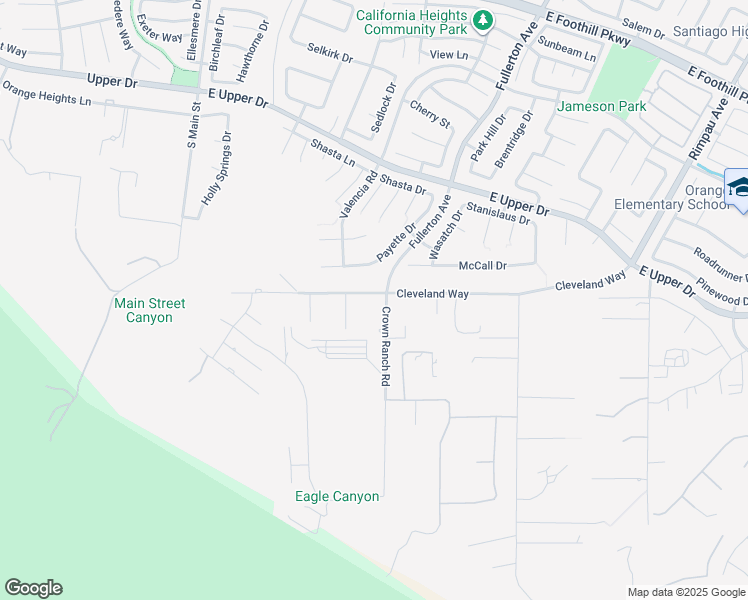 map of restaurants, bars, coffee shops, grocery stores, and more near 4002 Crown Ranch Road in Corona