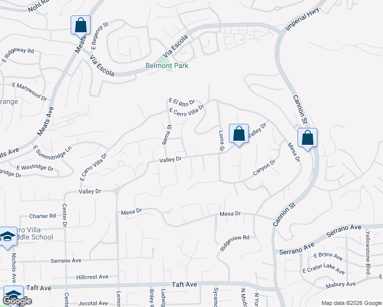 map of restaurants, bars, coffee shops, grocery stores, and more near 9312 Smoketree Lane in Villa Park