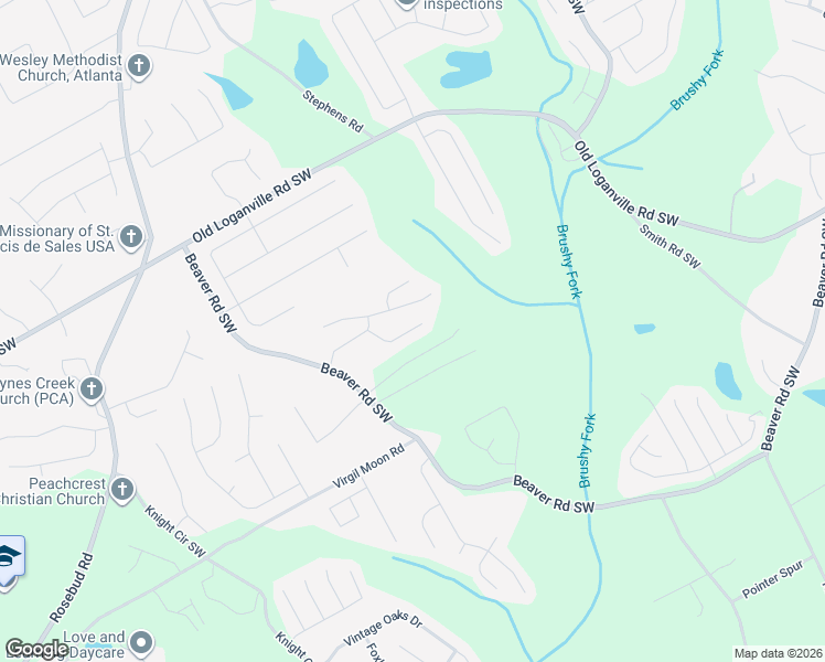 map of restaurants, bars, coffee shops, grocery stores, and more near Granite Falls Lane in Loganville