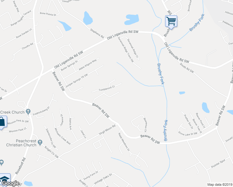 map of restaurants, bars, coffee shops, grocery stores, and more near 4167 Granite Falls Lane in Loganville