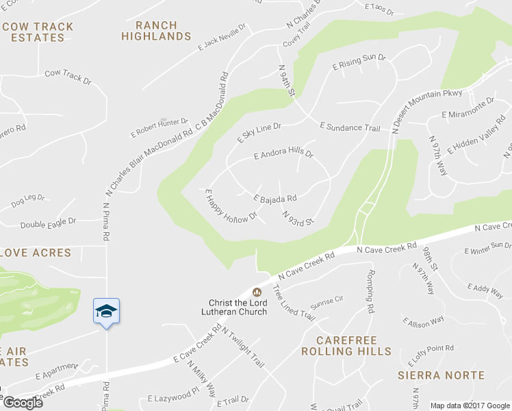 map of restaurants, bars, coffee shops, grocery stores, and more near 37596 North 92nd Place in Scottsdale