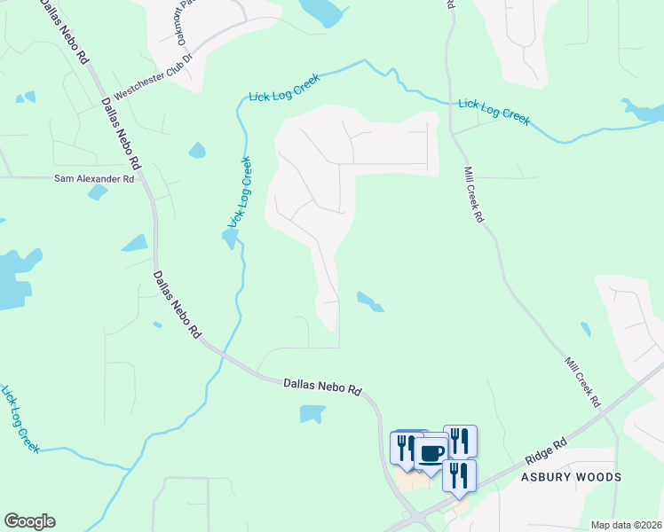 map of restaurants, bars, coffee shops, grocery stores, and more near 250 Glenn Eagles Way in Hiram