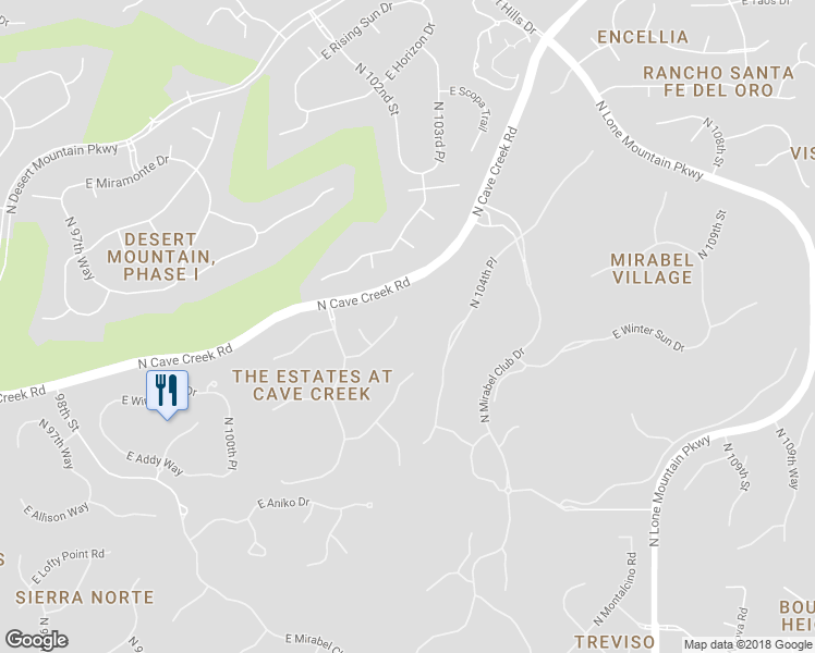 map of restaurants, bars, coffee shops, grocery stores, and more near 10347 East Happy Hollow Drive in Scottsdale