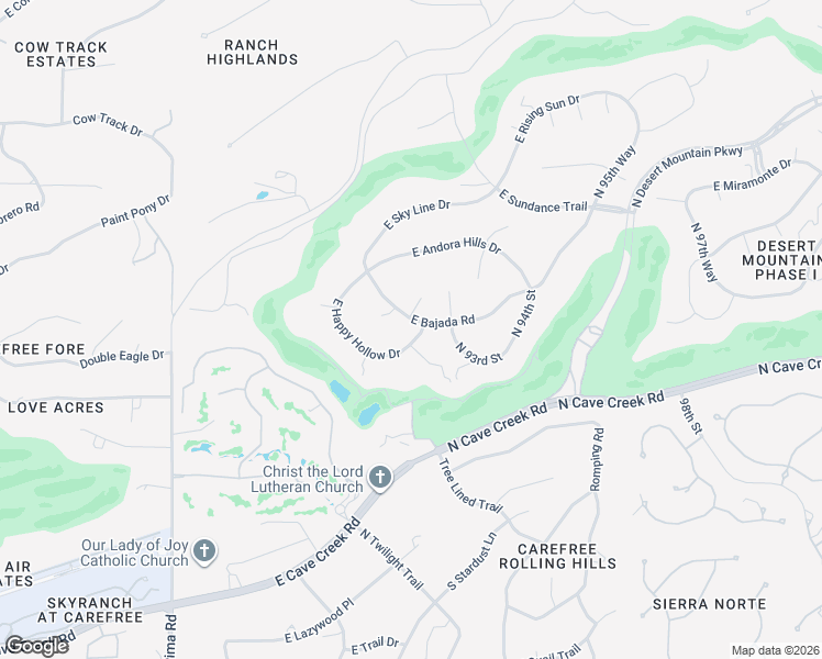 map of restaurants, bars, coffee shops, grocery stores, and more near 37596 North 92nd Place in Scottsdale