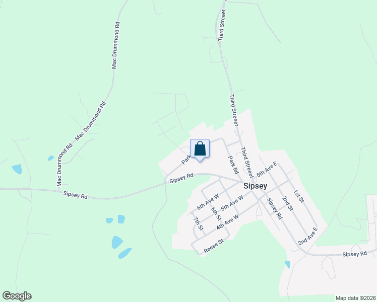 map of restaurants, bars, coffee shops, grocery stores, and more near 504 Park Road in Sipsey