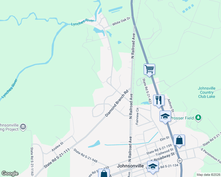 map of restaurants, bars, coffee shops, grocery stores, and more near 504 White Oak Drive in Johnsonville