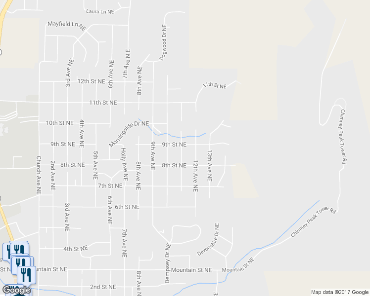 map of restaurants, bars, coffee shops, grocery stores, and more near 1101 9th Street Northeast in Jacksonville