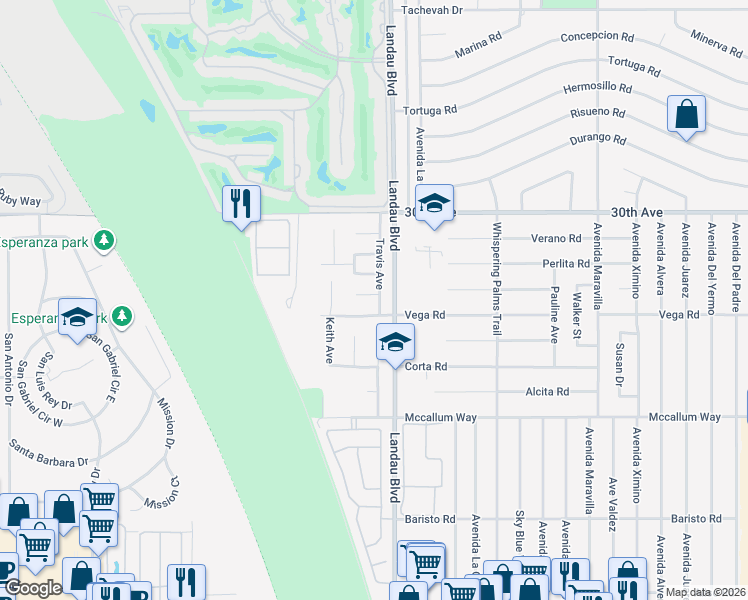 map of restaurants, bars, coffee shops, grocery stores, and more near 67885 Reed Circle in Cathedral City