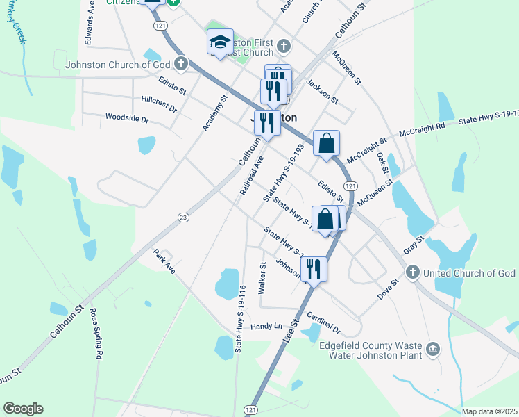 map of restaurants, bars, coffee shops, grocery stores, and more near 213 Addison Street in Johnston