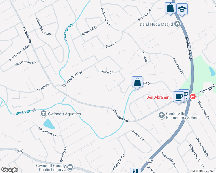 map of restaurants, bars, coffee shops, grocery stores, and more near 2935 Cordite Loop in Snellville