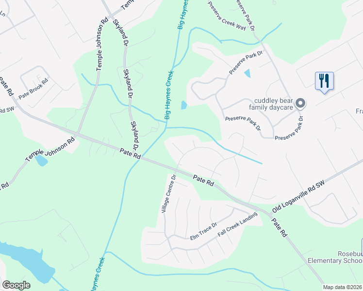 map of restaurants, bars, coffee shops, grocery stores, and more near 3630 Jensen Court in Loganville
