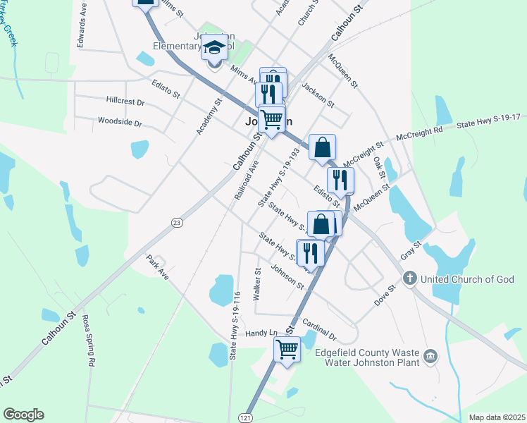 map of restaurants, bars, coffee shops, grocery stores, and more near 213 Addison Street in Johnston