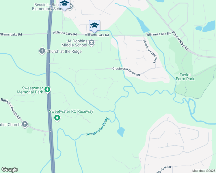 map of restaurants, bars, coffee shops, grocery stores, and more near 310 Crestbend Lane in Powder Springs