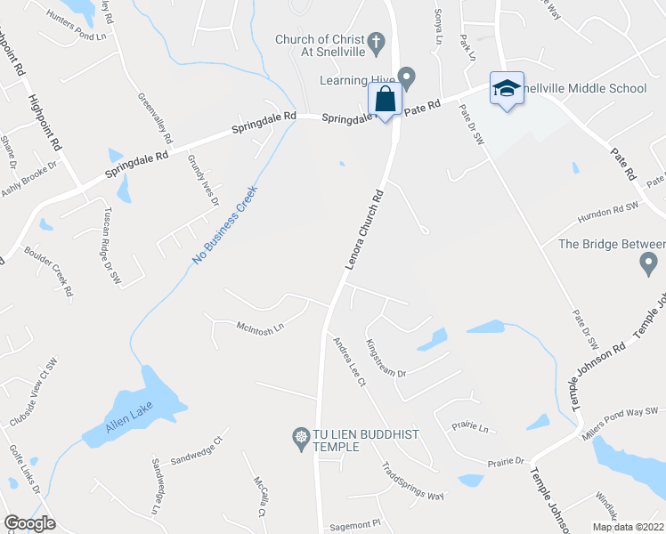 map of restaurants, bars, coffee shops, grocery stores, and more near 3281 Lenora Church Road in Snellville