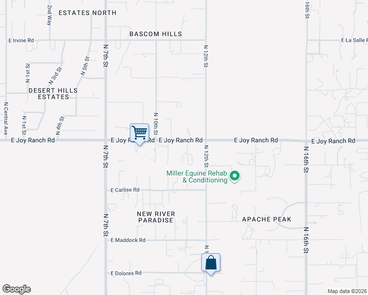 map of restaurants, bars, coffee shops, grocery stores, and more near 1047 East Joy Ranch Road in Phoenix
