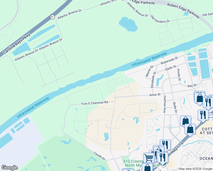 map of restaurants, bars, coffee shops, grocery stores, and more near 255 Palmetto Harbour Drive in North Myrtle Beach