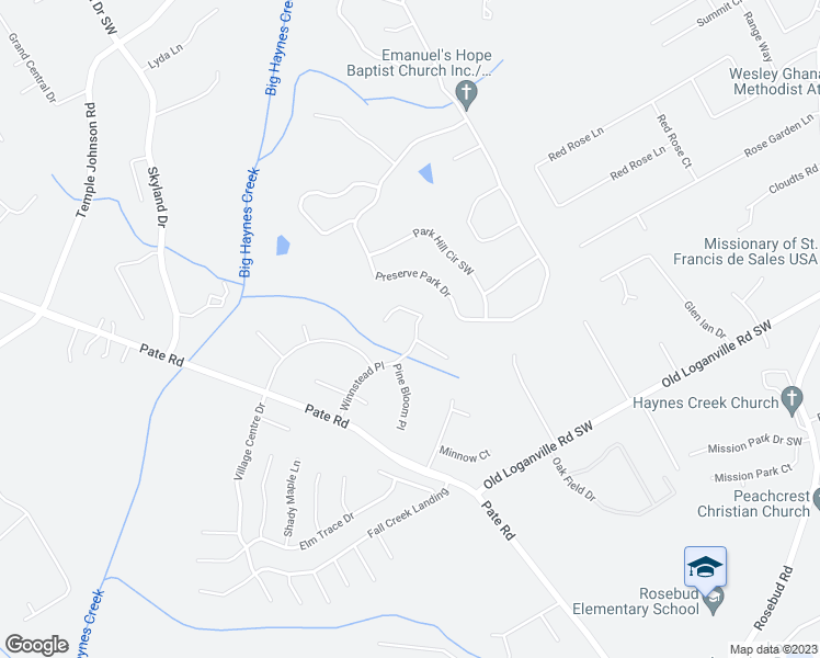 map of restaurants, bars, coffee shops, grocery stores, and more near 2025 Winnstead Place in Loganville