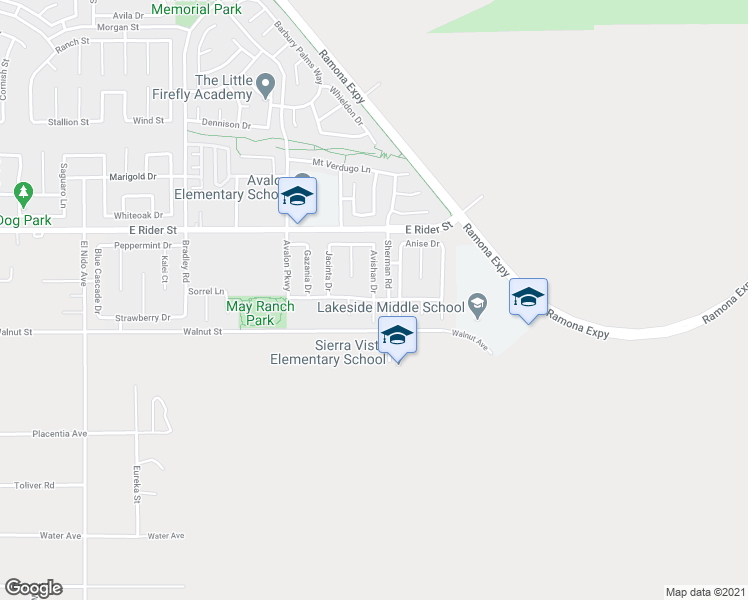 map of restaurants, bars, coffee shops, grocery stores, and more near 1940 Caltha Way in Perris
