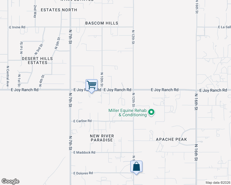 map of restaurants, bars, coffee shops, grocery stores, and more near 1047 East Joy Ranch Road in Phoenix