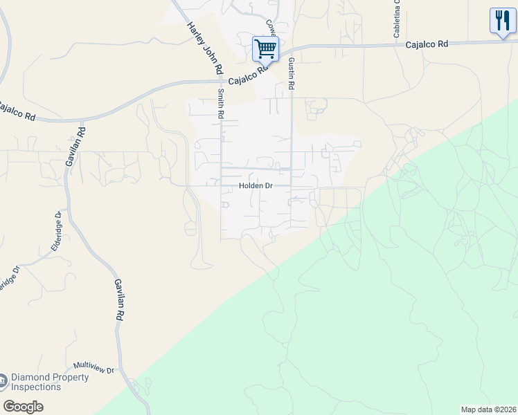 map of restaurants, bars, coffee shops, grocery stores, and more near Grill Court in Lake Mathews