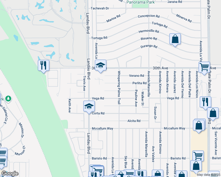 map of restaurants, bars, coffee shops, grocery stores, and more near 68170 Modalo Road in Cathedral City