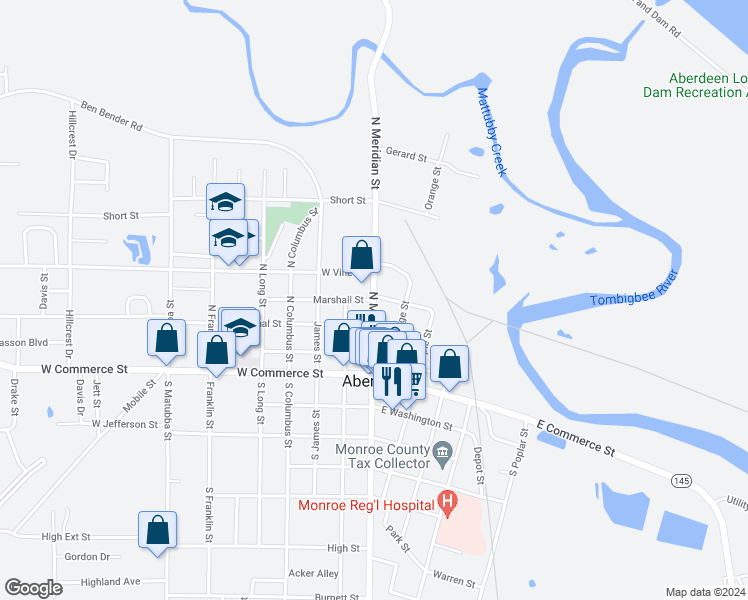 map of restaurants, bars, coffee shops, grocery stores, and more near in Aberdeen