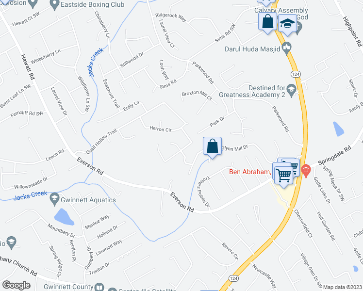 map of restaurants, bars, coffee shops, grocery stores, and more near 2862 Cordite Loop in Snellville
