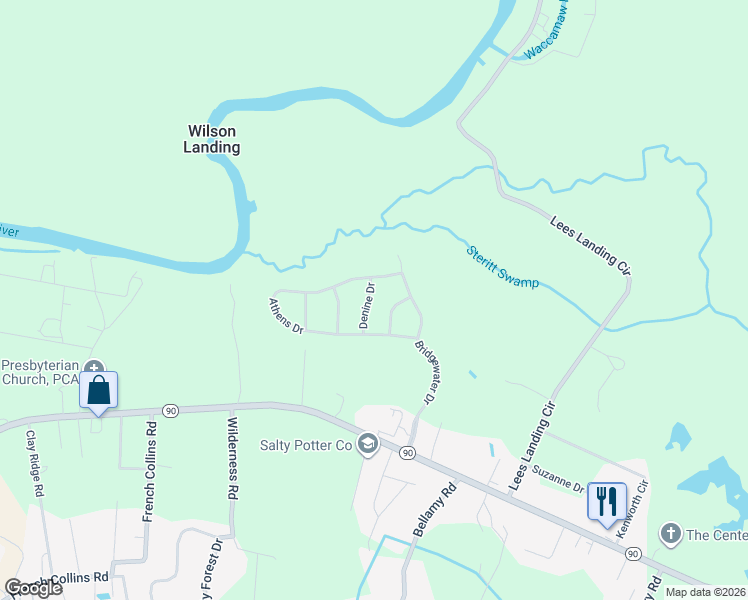 map of restaurants, bars, coffee shops, grocery stores, and more near 3024 Denine Dr in Conway