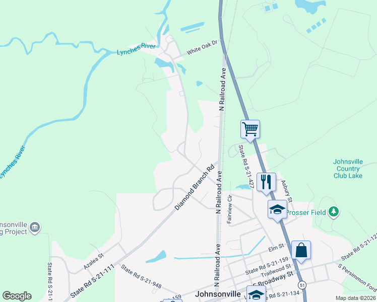 map of restaurants, bars, coffee shops, grocery stores, and more near 504 White Oak Drive in Johnsonville