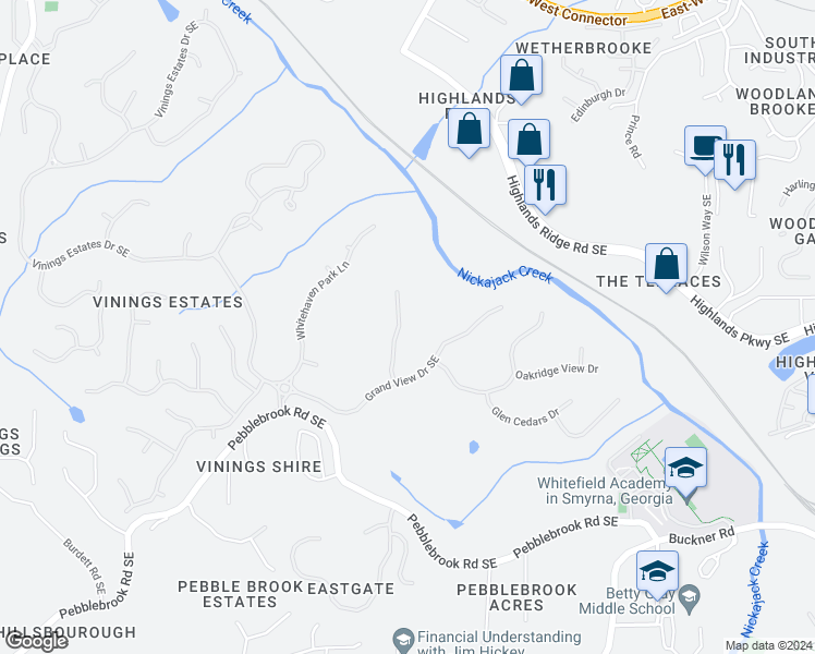 map of restaurants, bars, coffee shops, grocery stores, and more near 5059 Belair Bluff Court Southeast in Mableton