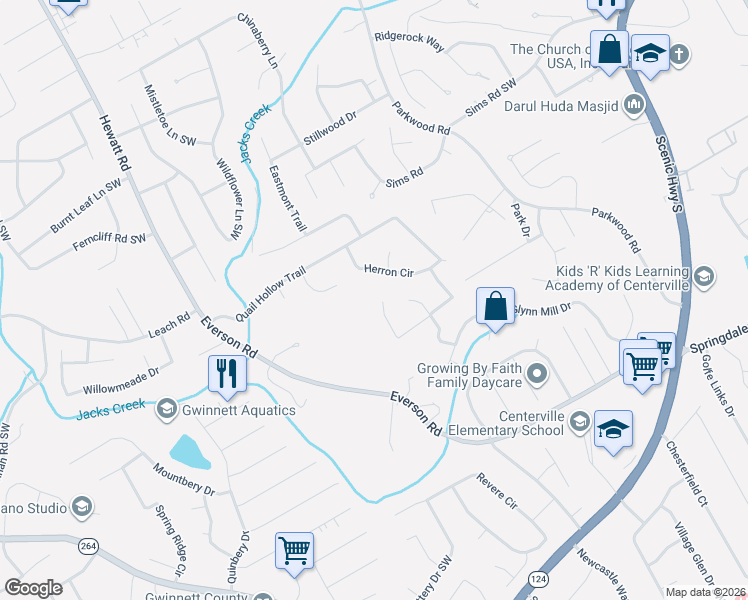 map of restaurants, bars, coffee shops, grocery stores, and more near 2988 Cordite Loop in Snellville