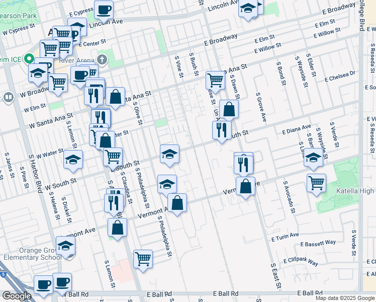map of restaurants, bars, coffee shops, grocery stores, and more near 716 West Anaheim Street in Los Angeles