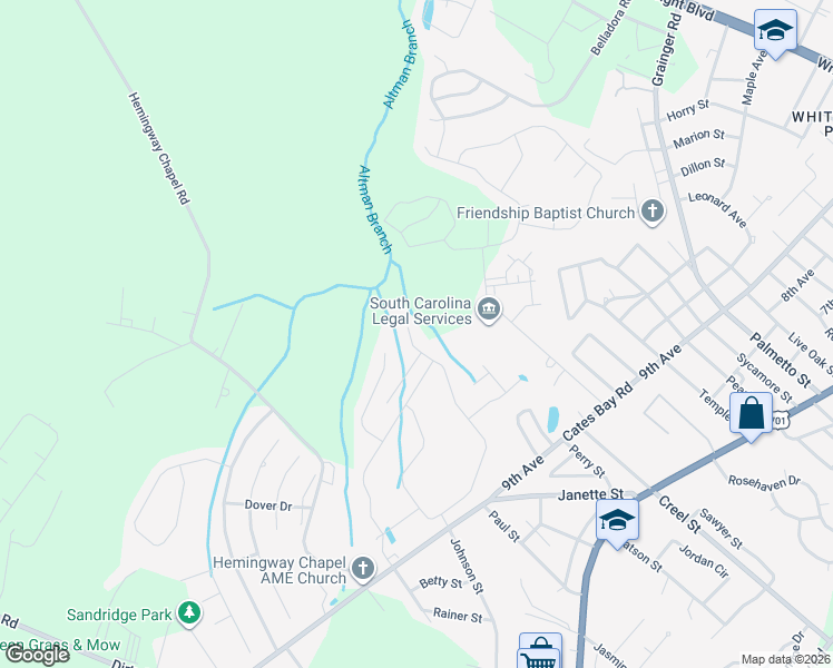 map of restaurants, bars, coffee shops, grocery stores, and more near 3101 Holly Loop in Conway