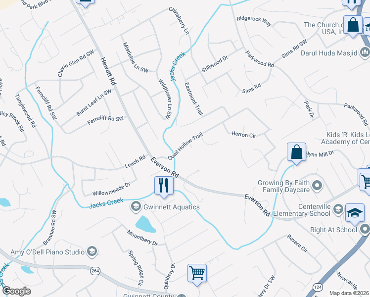 map of restaurants, bars, coffee shops, grocery stores, and more near 3730 Quail Hollow Trail in Snellville