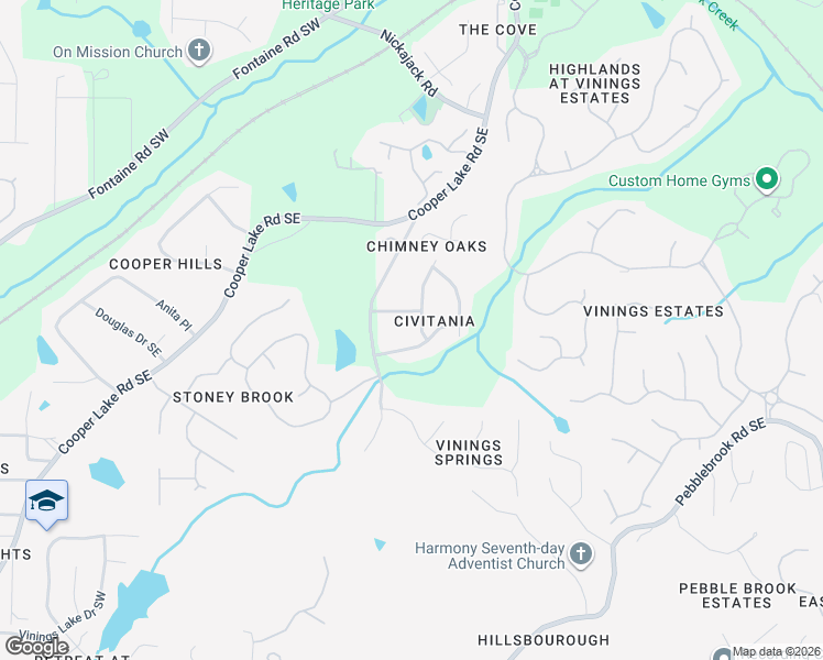 map of restaurants, bars, coffee shops, grocery stores, and more near 5158 Fawn Trail in Mableton