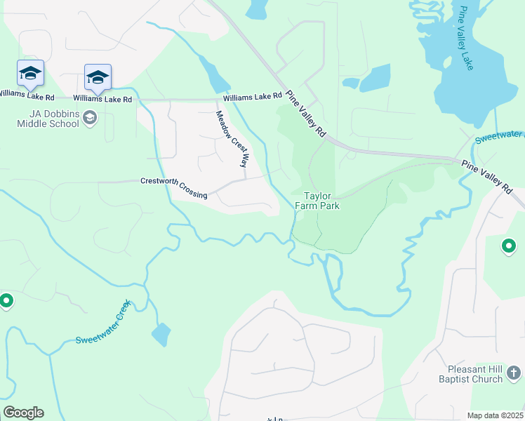 map of restaurants, bars, coffee shops, grocery stores, and more near 190 Crestworth Court in Powder Springs
