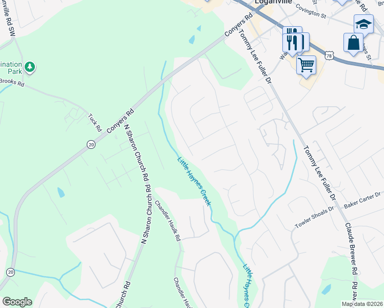 map of restaurants, bars, coffee shops, grocery stores, and more near 161 Holly Ct in Loganville