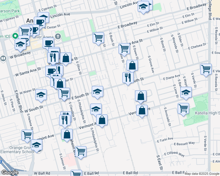 map of restaurants, bars, coffee shops, grocery stores, and more near 716 West Anaheim Street in Los Angeles