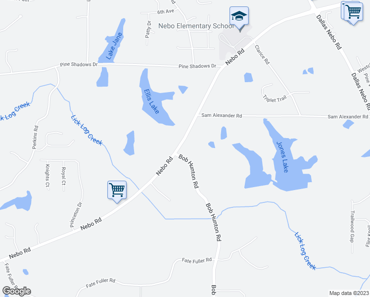 map of restaurants, bars, coffee shops, grocery stores, and more near 2256 Nebo Road in Dallas