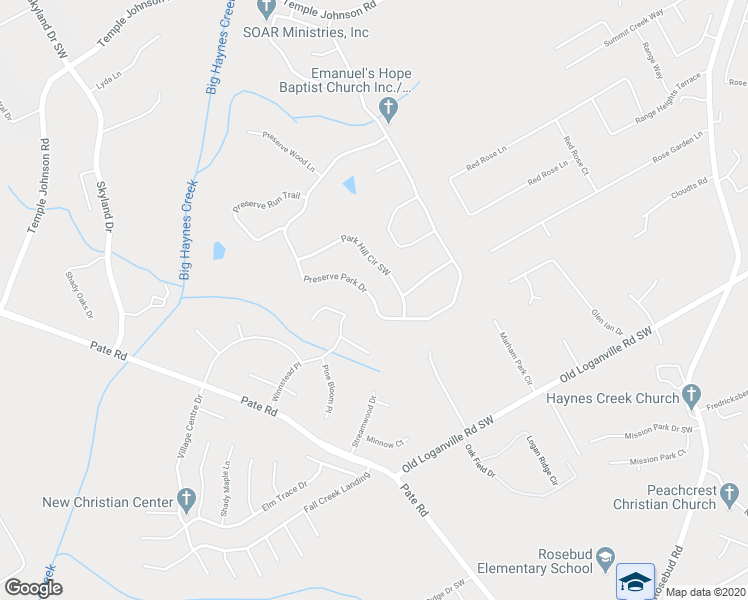 map of restaurants, bars, coffee shops, grocery stores, and more near 1232 Preserve Park Drive in Loganville