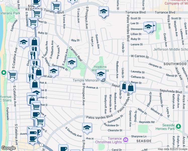 map of restaurants, bars, coffee shops, grocery stores, and more near 916 Knob Hill Avenue in Redondo Beach