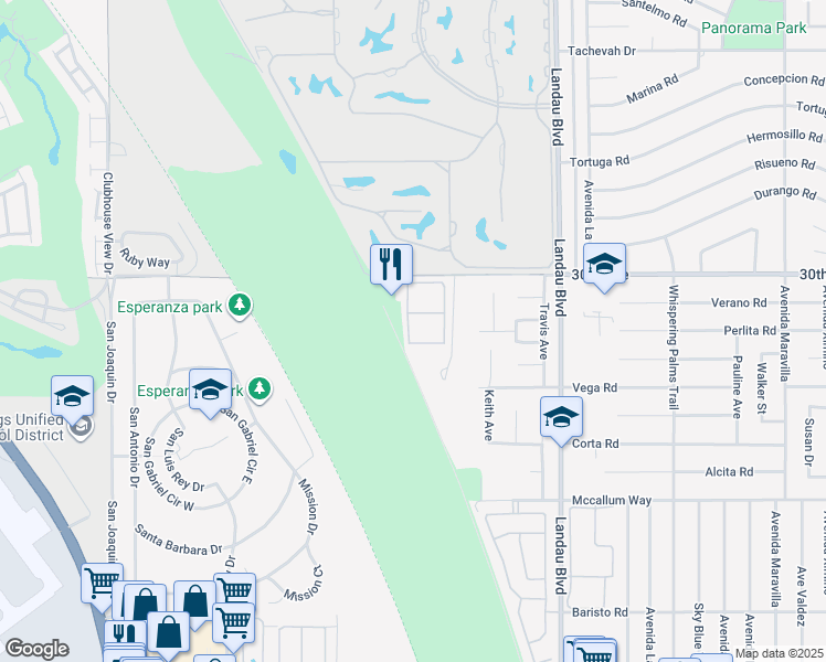 map of restaurants, bars, coffee shops, grocery stores, and more near 30310 Regent Lane in Cathedral City