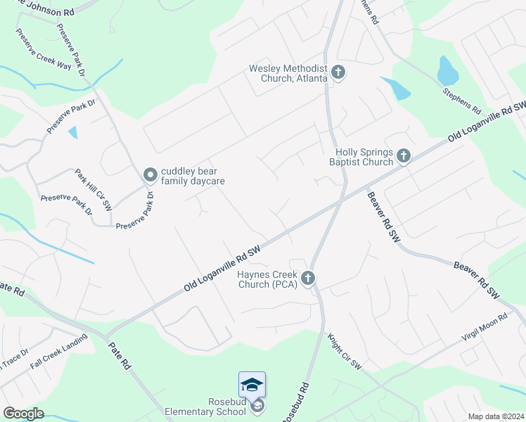 map of restaurants, bars, coffee shops, grocery stores, and more near 3845 Walters Park Drive in Loganville