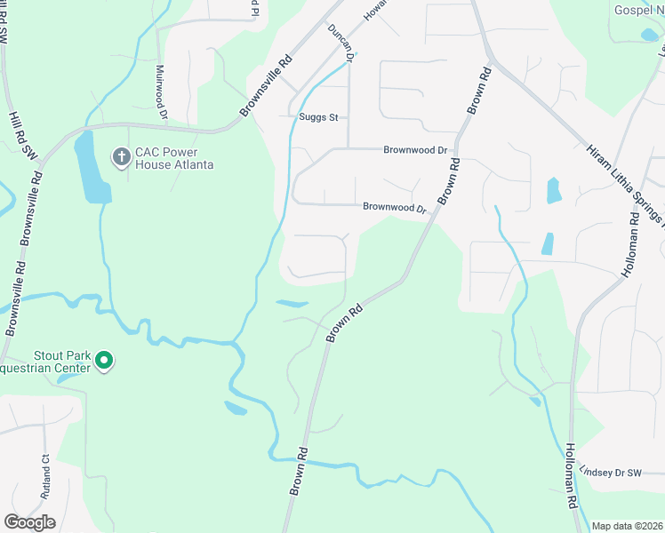 map of restaurants, bars, coffee shops, grocery stores, and more near 5154 Brown Leaf Way Southwest in Powder Springs