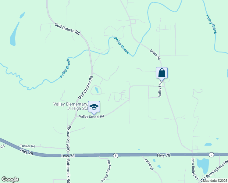 map of restaurants, bars, coffee shops, grocery stores, and more near 355-547 Valley School Road in Jasper