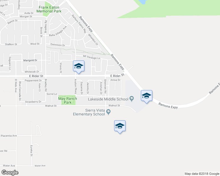map of restaurants, bars, coffee shops, grocery stores, and more near 3061 Hawthorne Road in Perris