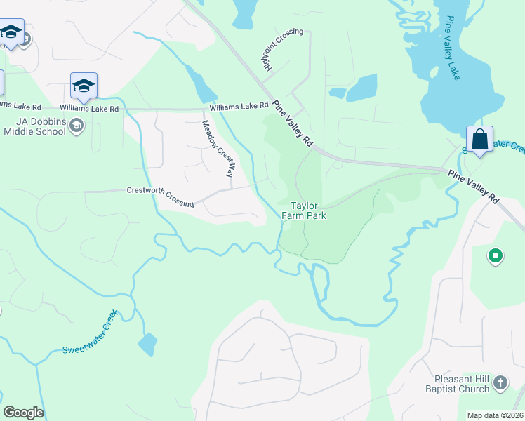 map of restaurants, bars, coffee shops, grocery stores, and more near 219 Crestworth Court in Powder Springs